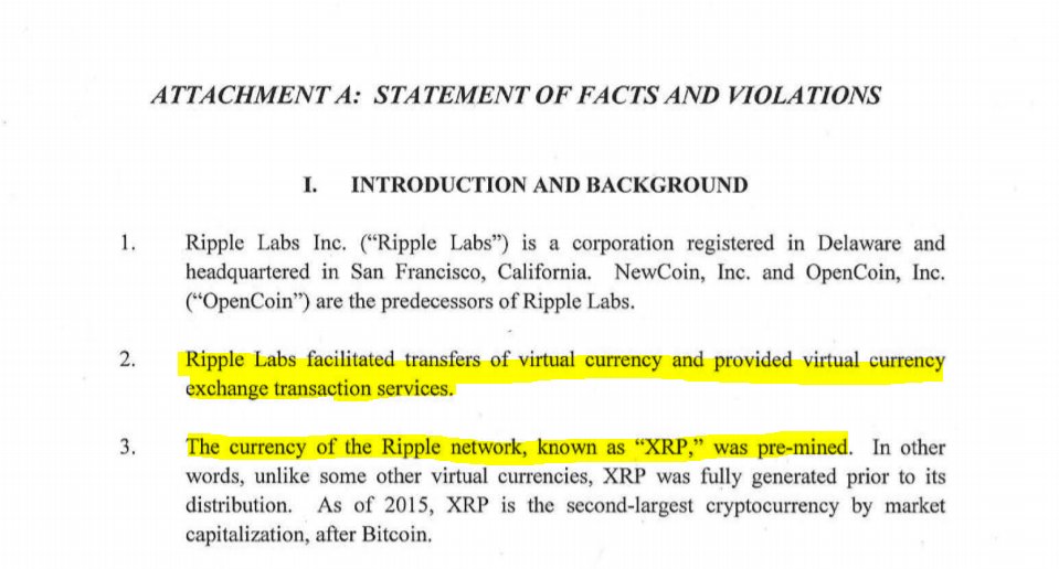 Next, a filing on the same violation from the Department of Justice specifically identifies xrp as a virtual currency:  https://www.justice.gov/usao-ndca/file/765721/download