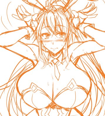 ティファCG集の線画がようやく終わりました。塗りに入る前に気分転換したくて落書きしてます。 