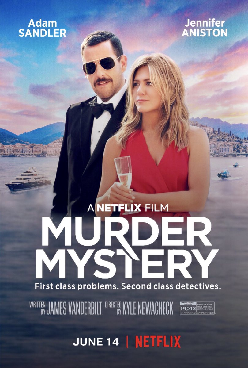 Murder Mystery (2019)இந்த படத்துல ஹீரோவும் அவர் மனைவியும் ஒரு உல்லாசபடகில பயணிக்க, பணக்காரர் ஒருத்தர் அழைப்பு விடுக்கிறார். அப்படி அவங்க போகும் பொழுது கப்பல்ல ஒரு கொலை நடக்குது. யார் கொலைகாரன்னு கண்டுபிடிக்கிறதுதான் மீதி கதை. ரொம்ப காமெடியா எடுத்திருப்பாங்க.