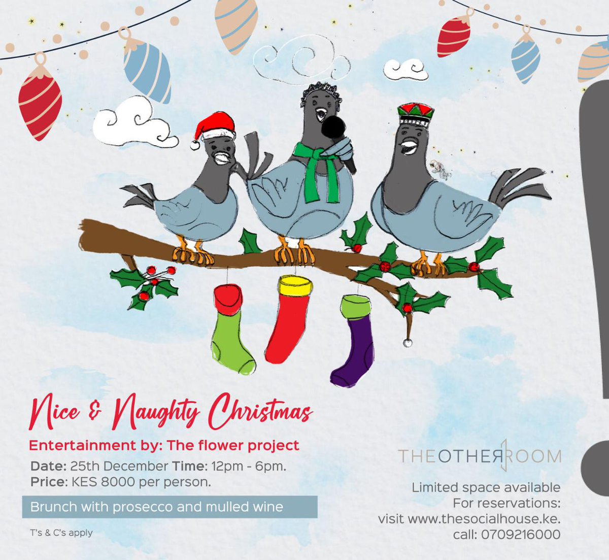 FlowerProjectKE's tweet image. Join us at @TheSocialHseNrb  as we set the musical ambience for the perfect Christmas love and cheer time! Make your reservations as the slots are limited!⁣
⁣