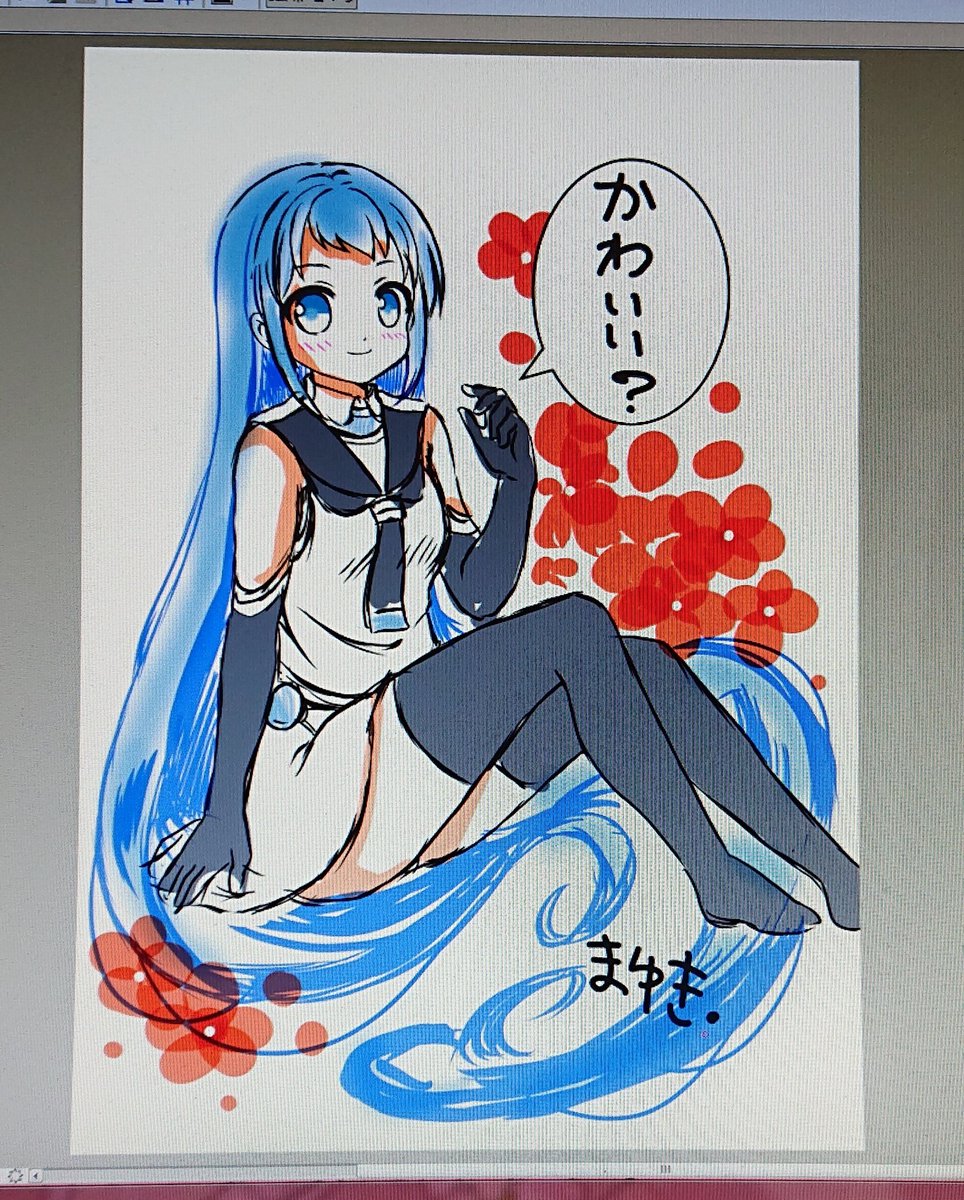 今の進歩のパソコン写メっただけ画像☺️ラフ～こんな感じにしようと思ってるよ✨先は長～い 