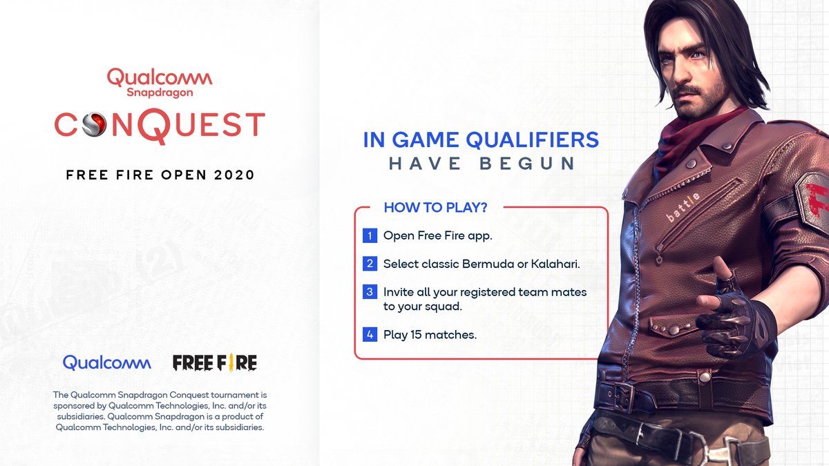 _ConquestEsport's tweet photo. Survivors, the registrations for Free Fire Open 2020 are now closed.​
​
Jump right into the action, as the in-game qualifiers have now started! 🔥​
​
Hurry, you don't want to miss out on qualifying!​
​
#snapdragonconquest2020 #freefire #snapdragonconquest https://t.co/eQTWKJgqt2
