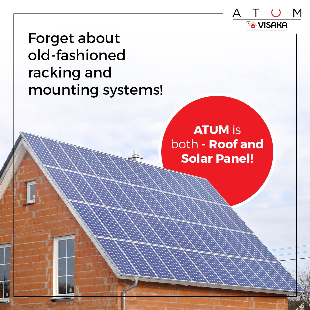 atumroof's tweet photo. "ATUM acts as both, the roof of your home as well as #solarpanelling at the same time. Install this revolutionary integrated #roofingsystem in your home today!
For a free quote, enquiry on #ATUM, call us at +91-9100682886"
#solarpower #renewableenergy #solarpanel #cleanenergy https://t.co/mMpJI2YTnu
