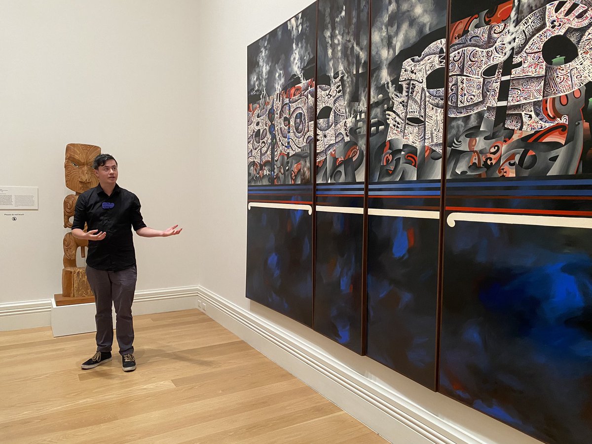 RichardHills_'s tweet photo. Please find time this summer to go FOR FREE to check out Toi Tū, Toi Ora at the Auckland Art Gallery - Toi O Tāmaki. It’s hard to describe how amazing it is. ❤️🖤🔥 

Thanks to Kirsten and Brook for taking us through &amp; describing some of the works today. https://t.co/682LxUXYbU https://t.co/j64TOn39iD