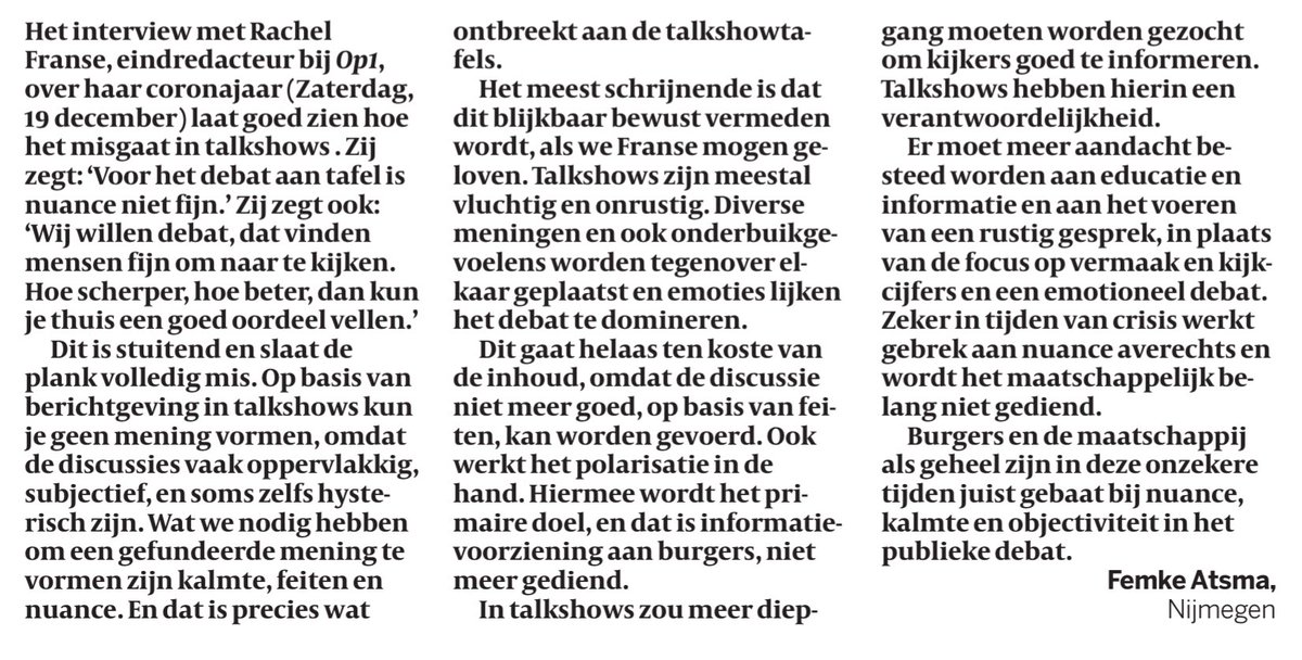 Hear hear! “Talkshows moeten meer diepgang zoeken”