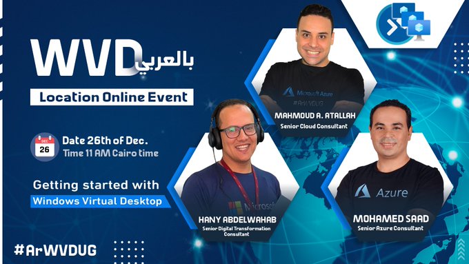 انضم إلى لقائنا الاسبوعي عن ال Windows Virtual Desktop
سيسمح لك بإلقاء نظرة فنية عميقة على كيفية نشر وبناء أجهزة سطح المكتب والتطبيقات الافتراضية باستخدام Windows Virtual Desktop.


#ArWVDUG #WVD_بالعربي
هي جزء من WVD Community
تهدف المجموعة إلى دعم التعليم باللغة العربية ونشر كل ما هو جديد وطرق الاستفاده من ال Azure WVD وتمكين العمل الآمن عن بعد باستخدام WVD و جميع التقنيات ذات الصلة

𝐒𝐩𝐞𝐚𝐤𝐞𝐫𝐬:
- Hany Abd El-Wahab
- Mohamed Saad ✔️
- Mahmoud A. ATALLAH

𝐑𝐞𝐠𝐢𝐬𝐭𝐫𝐚𝐭𝐢𝐨𝐧 𝐋𝐢𝐧𝐤
للتسجيل في اللقاء الأسبوعي: https://lnkd.in/dxTwzfX #11AM_CairoTime_Saturday

ولمزيد من المعلومات انضموا لنا في جروب التليجرام
https://t.me/ArWVDUG

تابعنا على مواقع التواصل
Twitter: https://lnkd.in/dqTQCSe
Facebook: https://lnkd.in/dDVftNt
Linkedin Group: https://lnkd.in/dr8aKXZ

لمن فاته اللقاء يستطيع حضوره علي قناتنا
https://lnkd.in/dqwWc4H
#azurecloud #microsoft_azure #windows_virtual_desktop #windowsvirtualdesktop #azure #vdi #wvd #wvdcommunity
