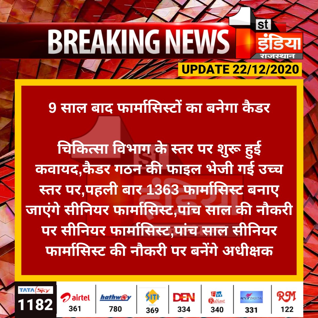 #Jaipur: 9 साल बाद फार्मासिस्टों का बनेगा कैडर

चिकित्सा विभाग के स्तर पर शुरू हुई कवायद,कैडर गठन की फाइल भेजी गई उच्च स्तर पर,पहली बार 1363 फार्मासिस्ट बनाए जाएंगे सीनियर फार्मासिस्ट,पांच साल की नौकरी पर सीनियर फार्मासिस्ट...

<a href="/RaghusharmaINC/">Dr. Raghu Sharma</a> <a href="/RajCMO/">CMO Rajasthan</a> <a href="/ml_vikas/">vikas sharma</a>