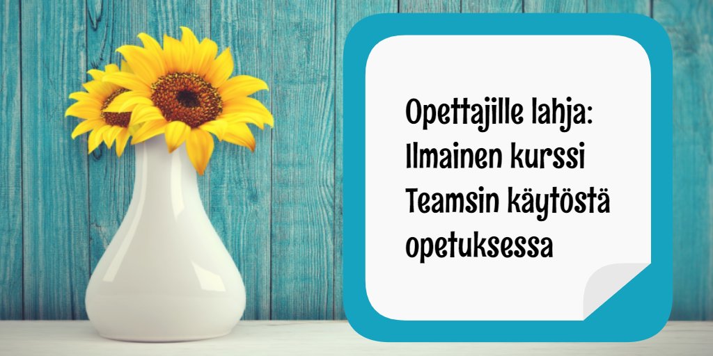 #Vinkki: tässä joululahja opettajille! Koulutusohjelmamme Teamsin käytöstä opetuksessa on kokonaan katsottavissa! Opi miten Teamsillä vedetään oppitunteja, viestitään oppilaiden kanssa, annetaan ja arvostellaan tehtäviä ja paljon muuta. Linkki kommenteissa.