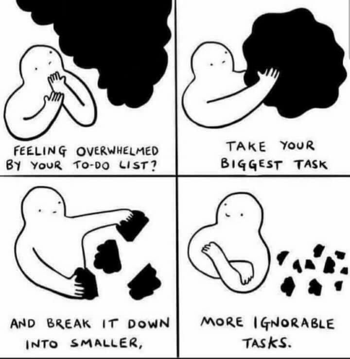 LisaJJohns's tweet photo. I previously posted about the importance of smaller steps when setting yourself goals. Well sometimes...this is goes too! #IgnorableTasks #OTThoughts https://t.co/U1VA5yKN8H