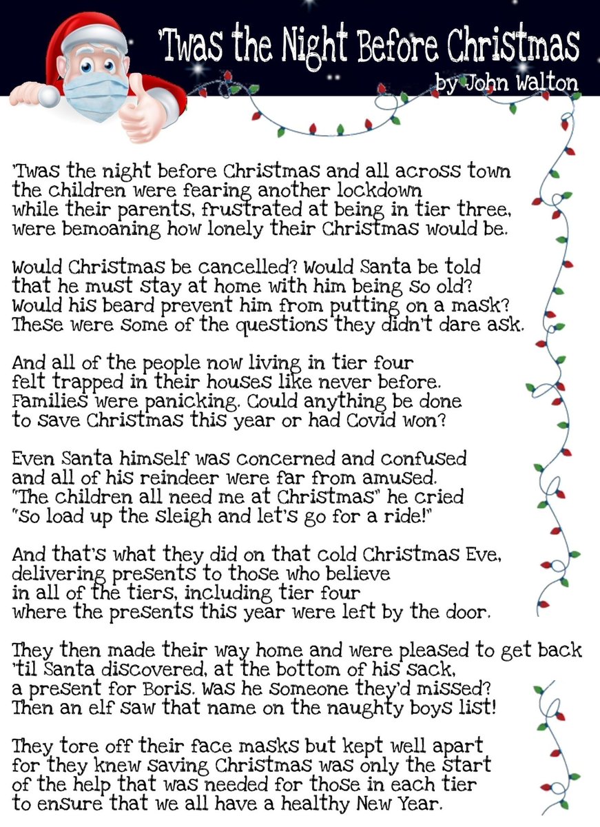 bl_ndp_g's tweet photo. 'Twas the Night Before Christmas
(too many words for Twitter!)
#Christmas2020 #christmasisnotcancelled #COVID19 #Covid19Ireland #CovidChristmas #lockdown #poem #poetry https://t.co/zuu6Co3TPD