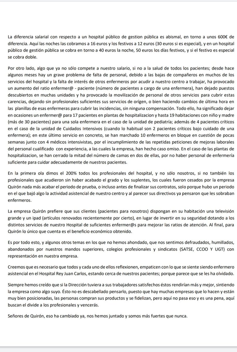 madrid_ame's tweet photo. AME apoya a las enfermeras del Hospital Rey Juan Carlos y todas sus reivindicaciones ante la empresa Quirón.
https://t.co/SnXytFmhik https://t.co/xcsrwmV2ud