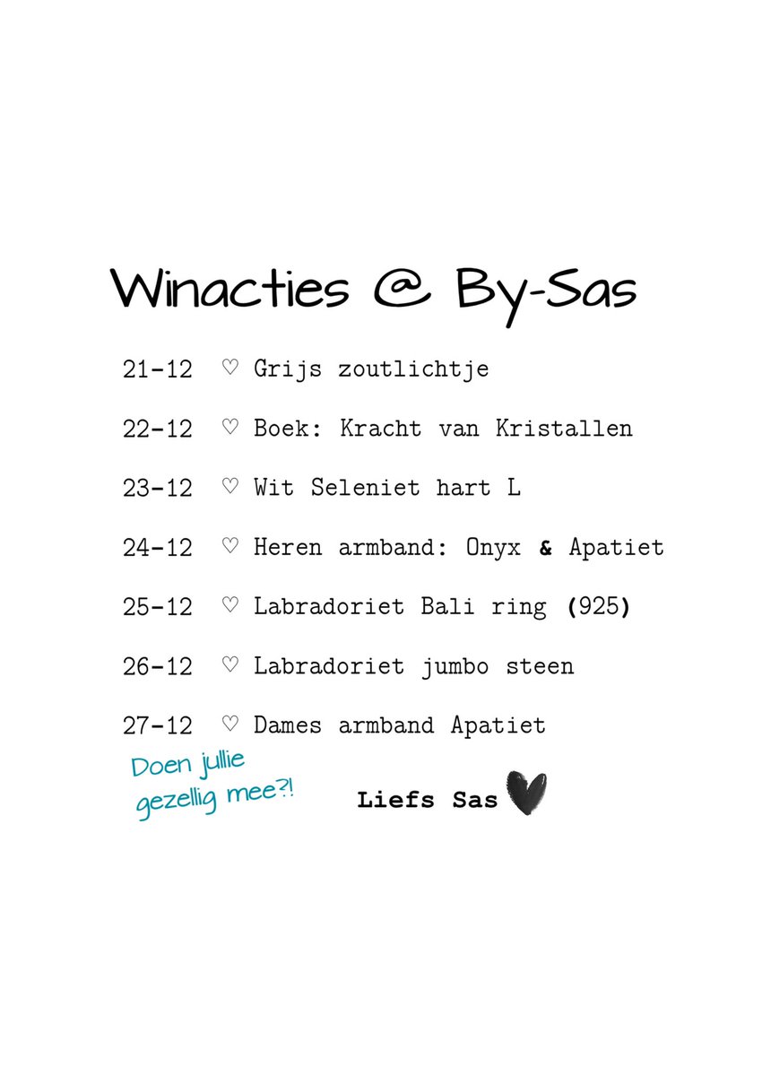 BySas1's tweet photo. #doejemee #winacties #giveaway #edelsteencadeautjes #weeklangwinnen #facebook of #instagram #bysas1 https://t.co/8GquIimHV3