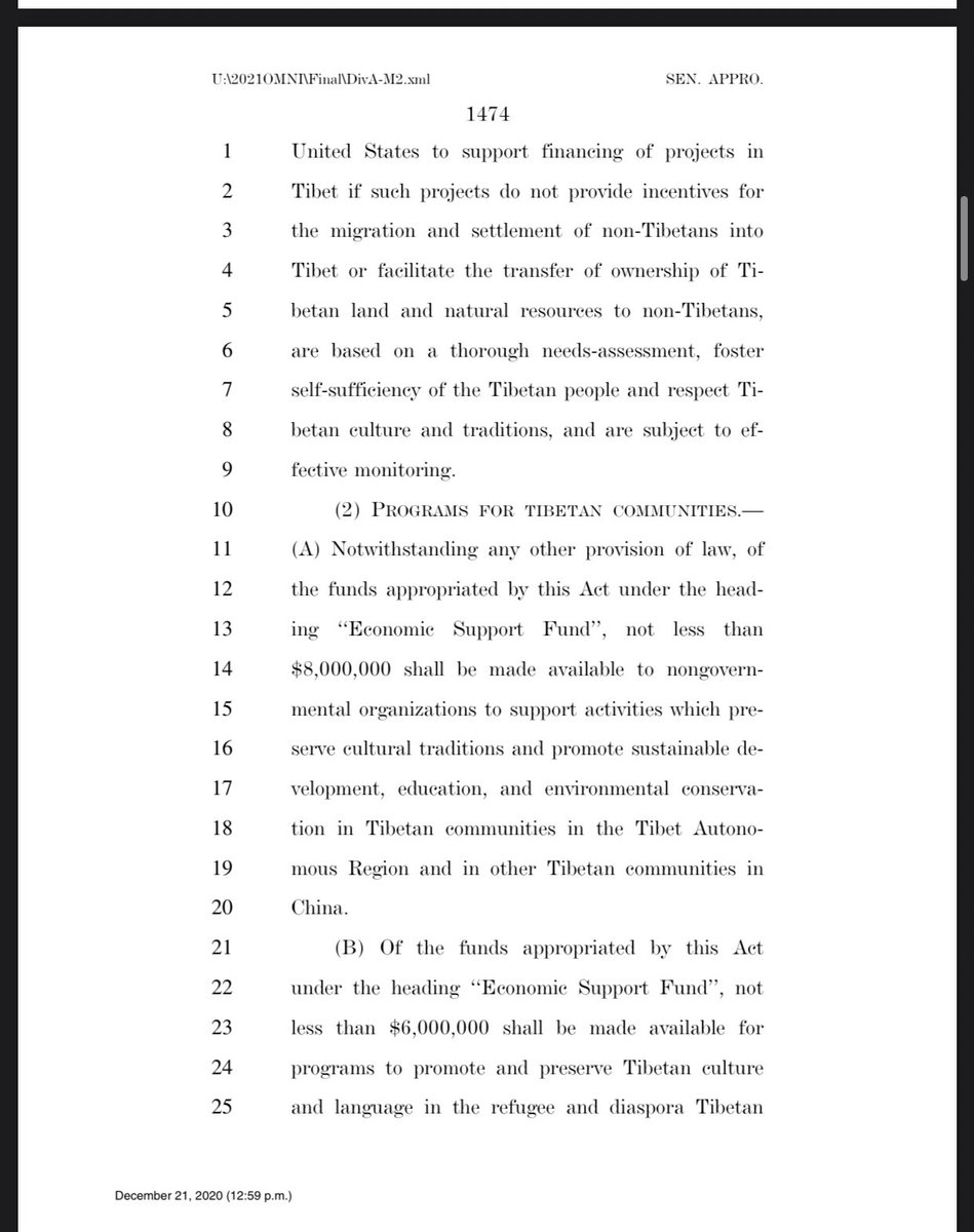 Plus another 8,000,000$ allocated towards preserving Tibetan communities in China... (lines 10-20)