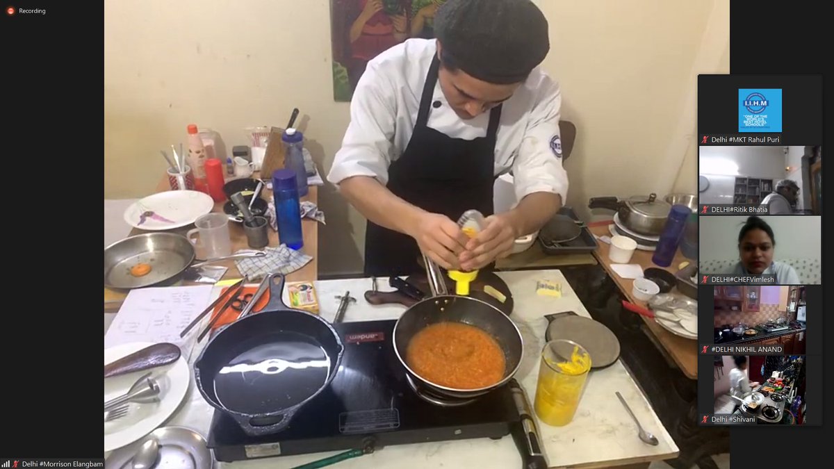 delhi_iihm's tweet photo. IIHM Super Chef 2020 Competition for 3rd Year students -India Qualifiers
Delhi cheftestants competing for the title of IIHM Super Chef
#IIHMVirtualSession @IIHMHOTELSCHOOL @subornobose @AADirIIHMDELHI  #iihmsuperchef2020 
#IIHMbest3years #Tuesdaymotivation #collegelife #culinary https://t.co/Z6L1VQmgT4