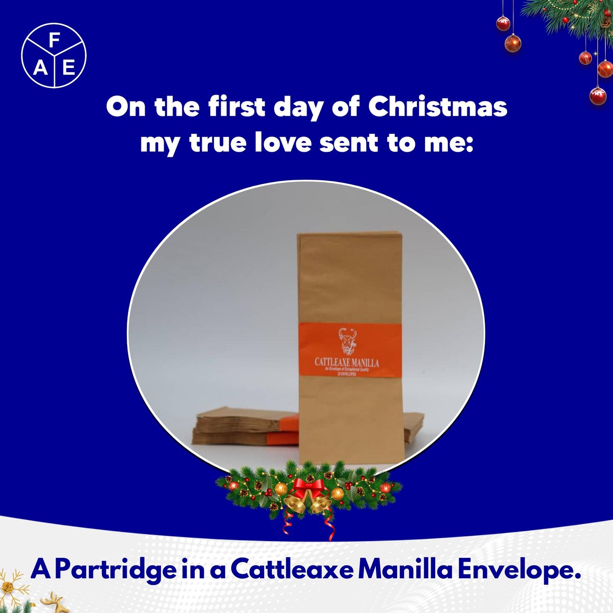 FaeLimited's tweet photo. Sing along with usš:
On the 1st day of Christmas my true love sent to me...
A Partridge in a Cattleaxe Manilla Envelopeš
#WeAreFAE
#FAELimited
#FAEEnvelopes
#EnvelopingWithLove
#FAERFIDBlockingATMCardCover
#FAE12daysofchristmas https://t.co/uTUH7FEO0D
