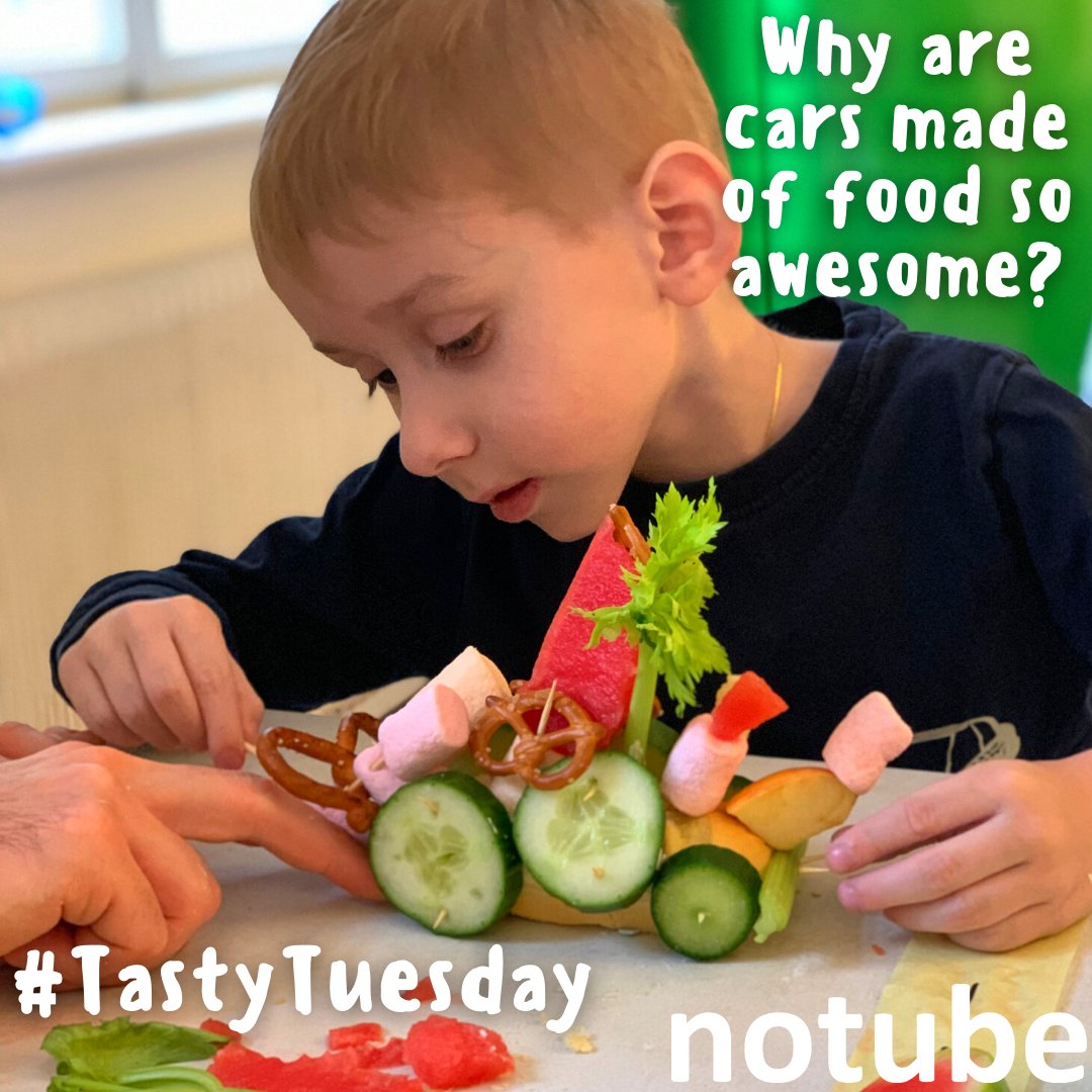 notubemed's tweet photo. Especially older children may need a different approach to deal with food with less hesitation. A specific playing or crafting task can help. In our car garage play group, cucumber slices become wheels and buns become the car. This helps to overcome the hurdle of touching foods. https://t.co/gO58h8uBRz