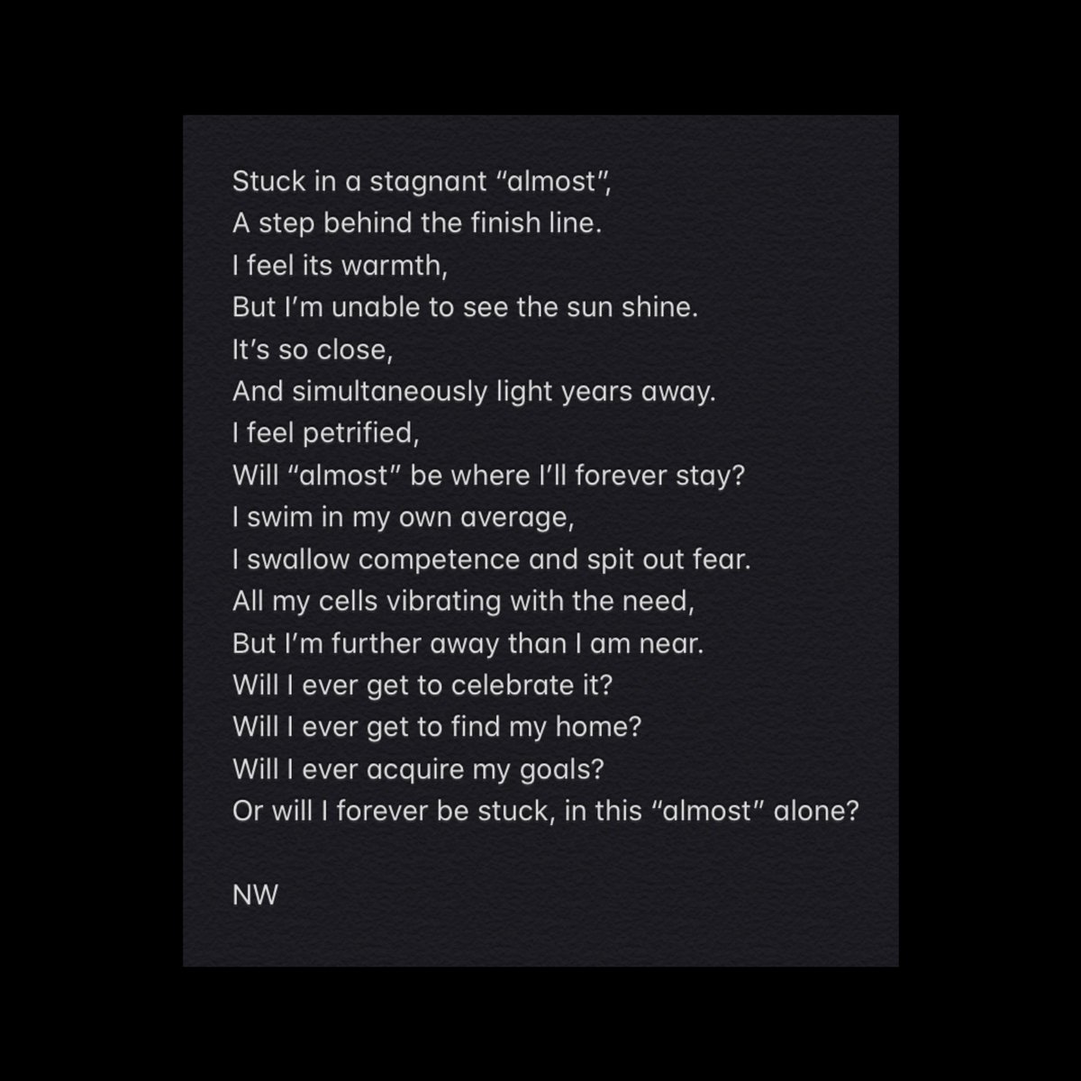 NeuronalWriting's tweet photo. D a y < 100 + 13 >
#poetry #almostthere #APoemADay #WritingCommunity #poetrylovers https://t.co/xQRSOY9OKr