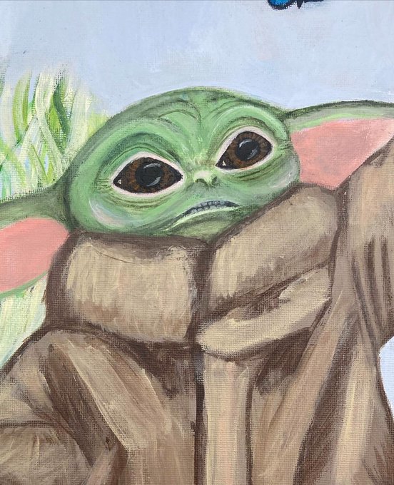 2 pic. Ever since I saw this scene in season 2, I knew I had to paint it! 

#grogu #mandalorian #babyyoda