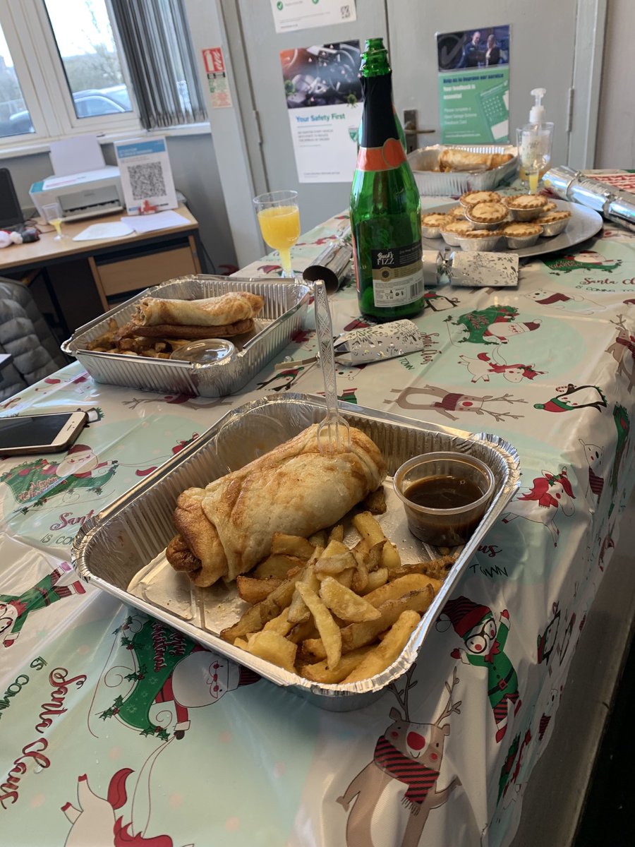 Christmas wrap at graft,,roast dinner in a Yorkshire pudding wrap,,#happystaff