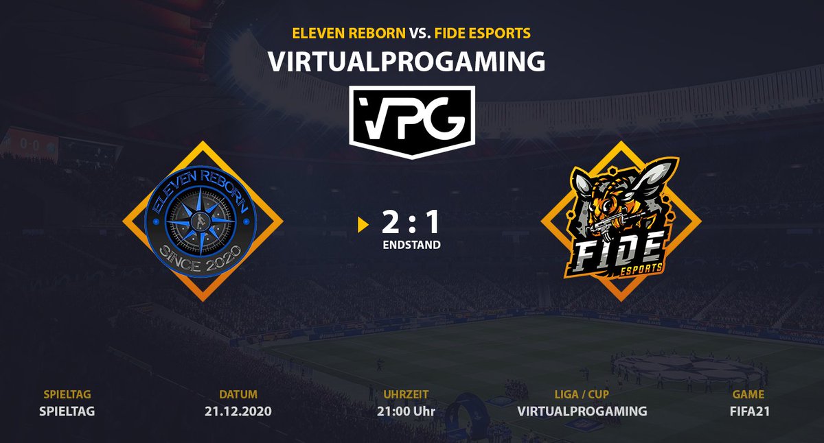Am gestrigen Abend, konnten unsere Jungs sich leider nicht ganz durchsetzen. Sie verloren in der #virtualprogaming League gegen <a href="/ElevenReborn/">eleVen Reborn</a> mit 2:1.

🎮Montag 21.12.2020 21:00 Uhr vs. <a href="/ElevenReborn/">eleVen Reborn</a> 

#matchday #lost #befide
