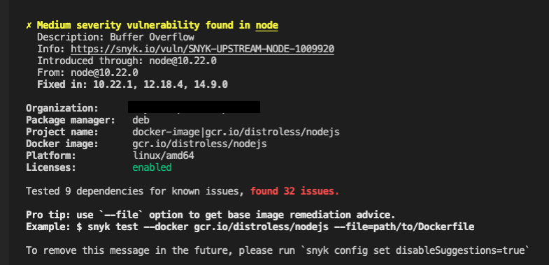 omerlh's tweet image. Something that was very surprising to me: #distroless images are not clean from vulnerabilities. Am I the only one who figured that distroless equals no vulnerabilities?

Here is a scan I just did with Snyk that show the number of vulns: