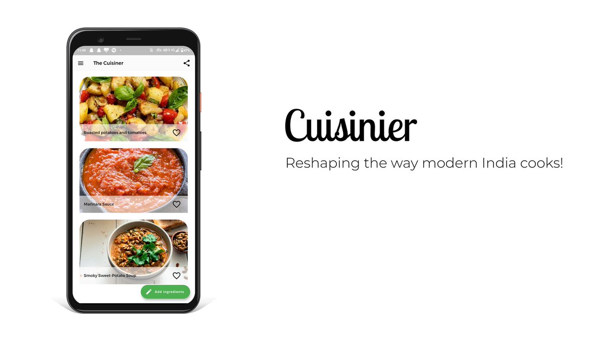 Dewansh Rawat (@dewanshrawat15) on Twitter photo Cuisinier is a smart platform aiming at reshaping the way modern India cooks!
Wanna know more? Check out the-cuisinier.web.app for more details.
Also, please support the continued development of the project by donating at devfolio.co/submissions/cu…
Built at <a href="/hackinoutco/">InOut 7.0⚡️</a> 🤘🏻 Cuisinier is a smart platform aiming at reshaping the way modern India cooks!
Wanna know more? Check out the-cuisinier.web.app for more details.
Also, please support the continued development of the project by donating at devfolio.co/submissions/cu…
Built at <a href="/hackinoutco/">InOut 7.0⚡️</a> 🤘🏻