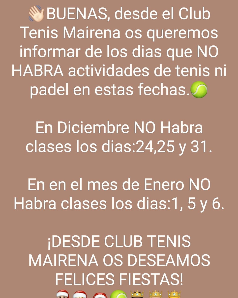 Club Tenis Mairena informa: