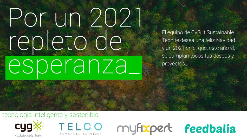 Todo el equipo de CyG It Sustainable Tech os desea una Feliz Navidad, y un 2021 repleto de esperanza🌟🎄🌍 #FelizNavidad