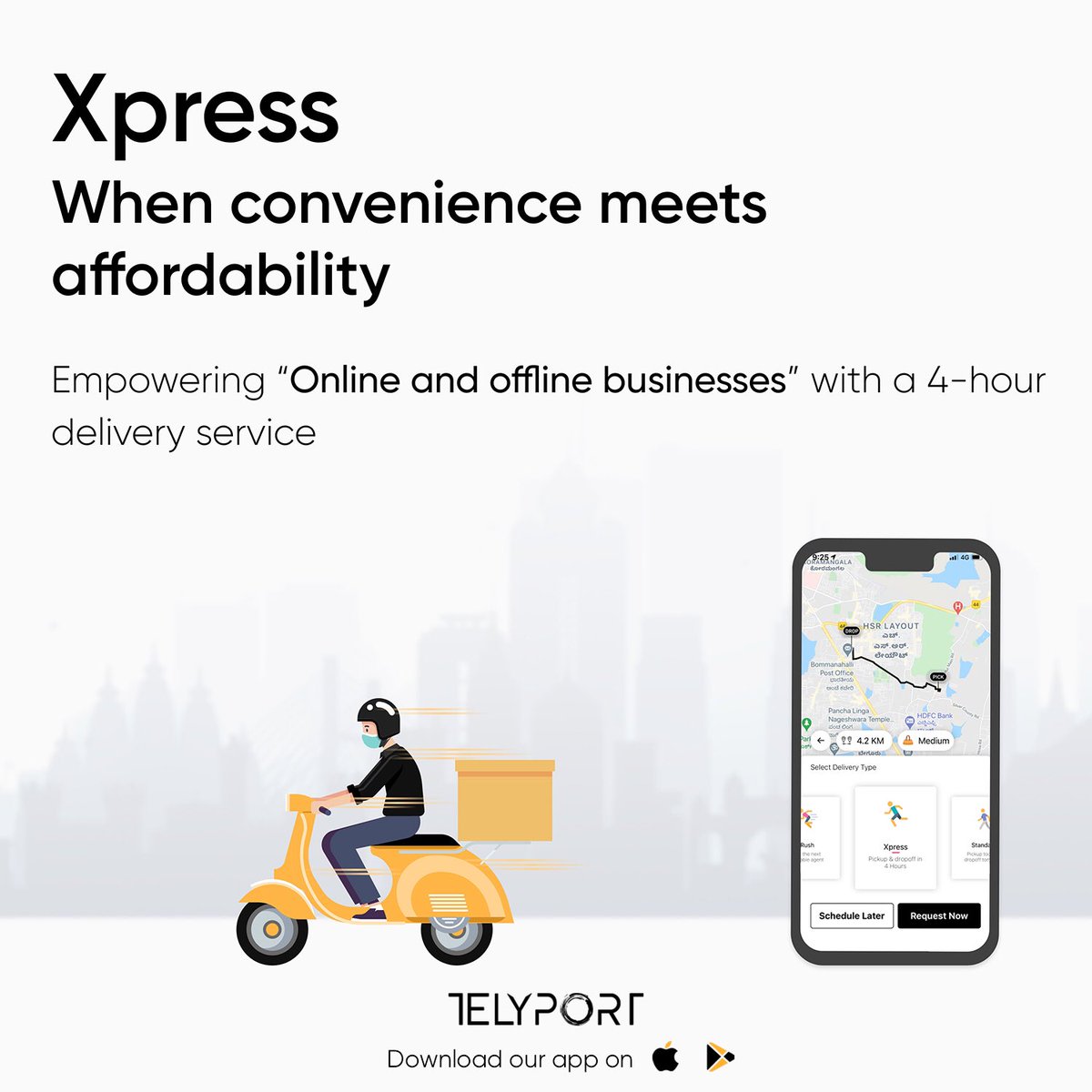 telyportinc's tweet photo. Choose from our Tri-Service model at your convenience
#LetsTelyport #YouRequestWeDeliver #Telyportit #Hyperlocal #AffordableDeliveries #Bengaluru #DeliveryService #SameDayDelivery #NextDayDelivery #DeliveryForBusiness https://t.co/A6DTrLziqf