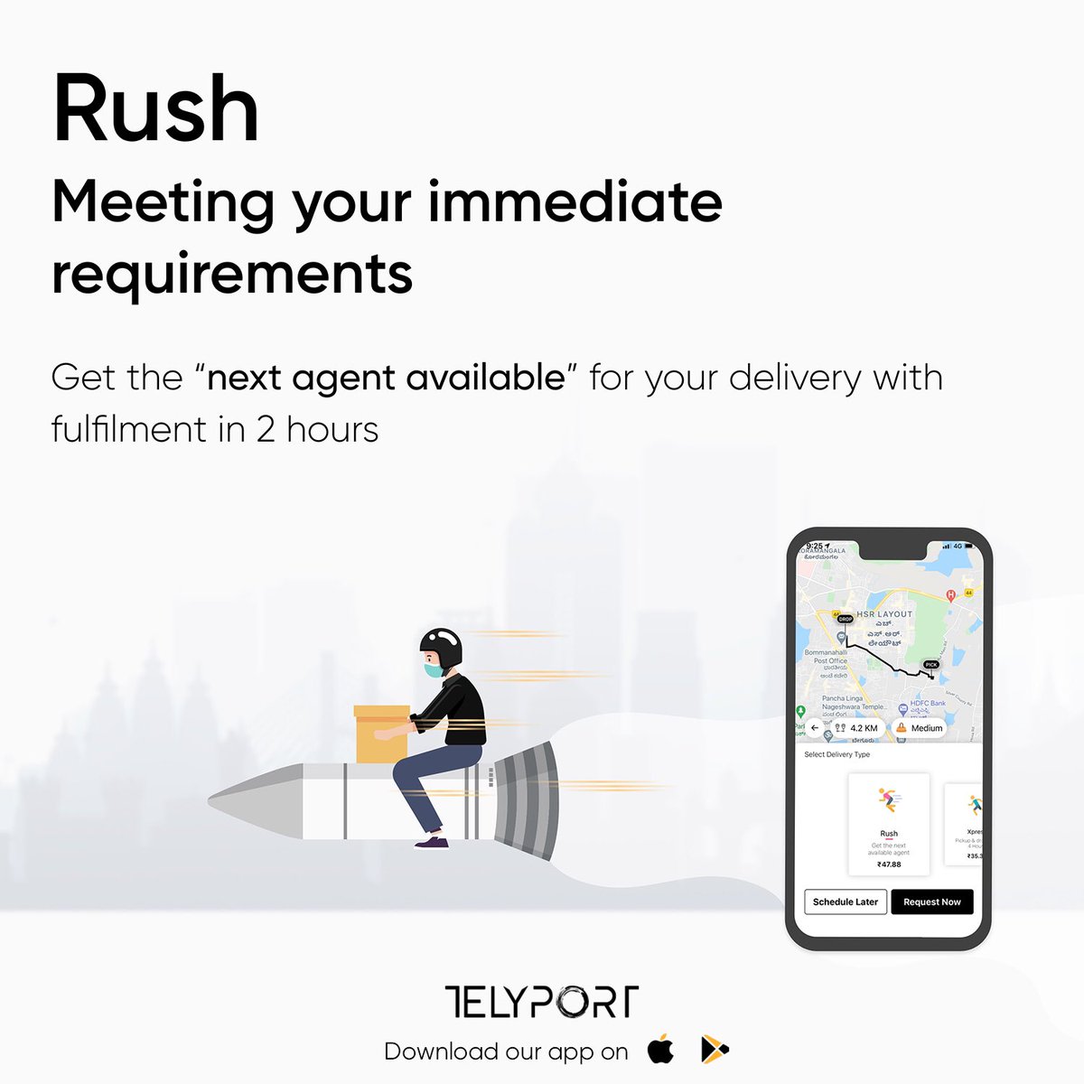 telyportinc's tweet photo. Choose from our Tri-Service model at your convenience
#LetsTelyport #YouRequestWeDeliver #Telyportit #Hyperlocal #AffordableDeliveries #Bengaluru #DeliveryService #SameDayDelivery #NextDayDelivery #DeliveryForBusiness https://t.co/A6DTrLziqf