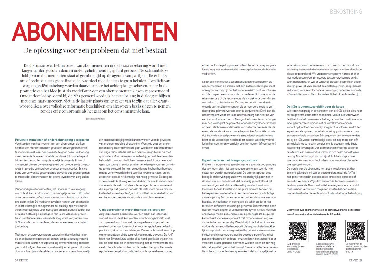 ANTnieuws's tweet photo. De nieuwe Dentz is uit! Dentz 6 ligt vanaf deze week op de mat met onder meer VGZ en implantaten en dit artikel over abonnementen. Lees hem nu!
https://t.co/6iJC9xdaIm https://t.co/0kpY3hEQv1