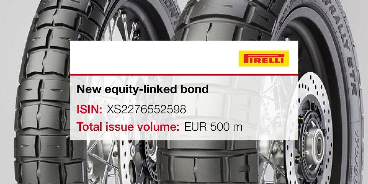 wiener_boerse's tweet photo. Italian automotive company @Pirelli 🚗chooses the fastest growing bond listing venue in Europe. The equity-linked bond of Pirelli has an issue volume of EUR 500 million and targets institutional investors. #ThePerfectFit #bonds #debt #debtlisting #ViennaListing https://t.co/6HRhjy7ICr