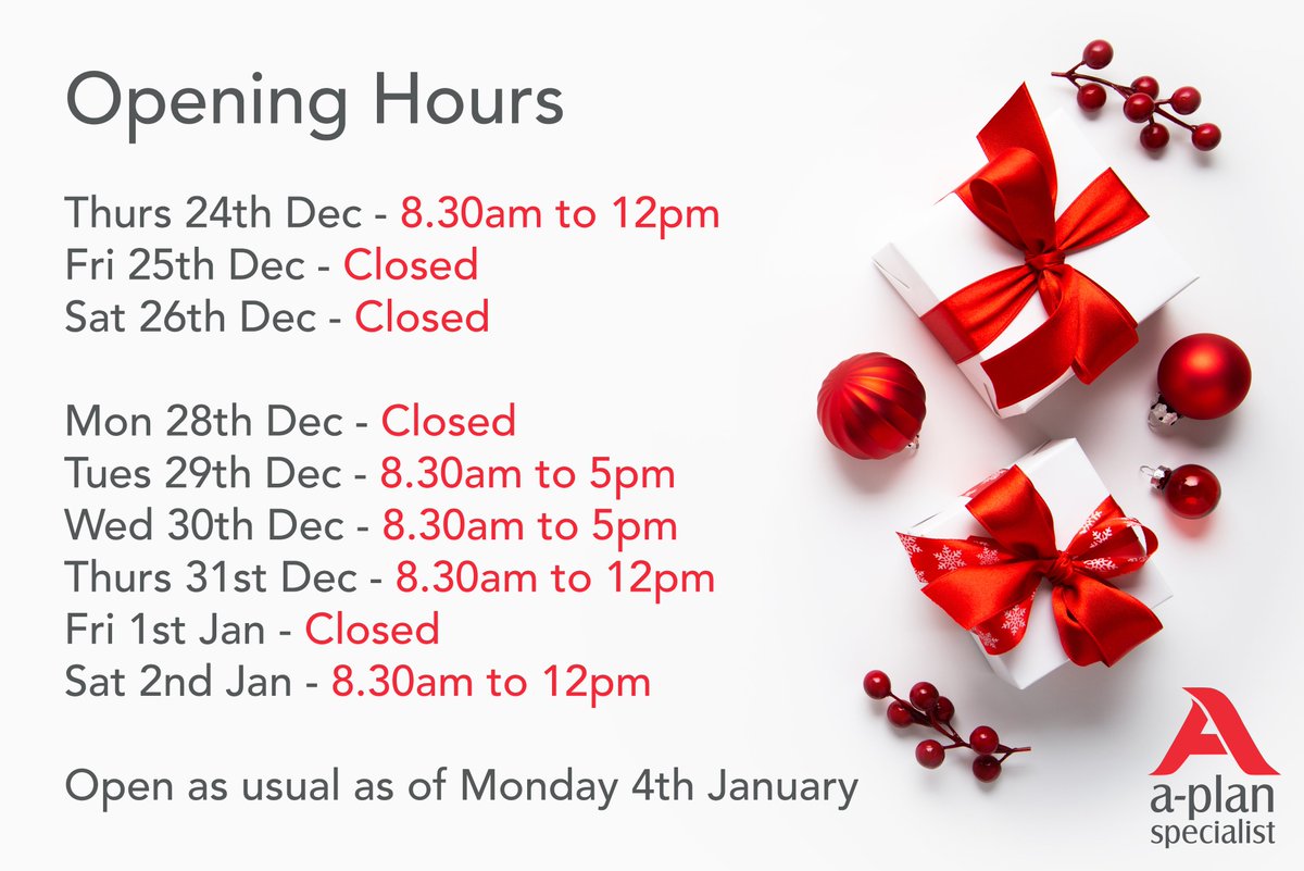 Howden_SpecVeh's tweet photo. Here are the opening times for the Christmas &amp;New Year period - please make sure you're aware of these if planning to contact us in the coming weeks. 
We are fully available &amp; functioning as normal from home so get in touch via phone on 01635 874646 🎅🎁🎄 #tier4 #Xmas #newyear https://t.co/M8RvrZK9Wf