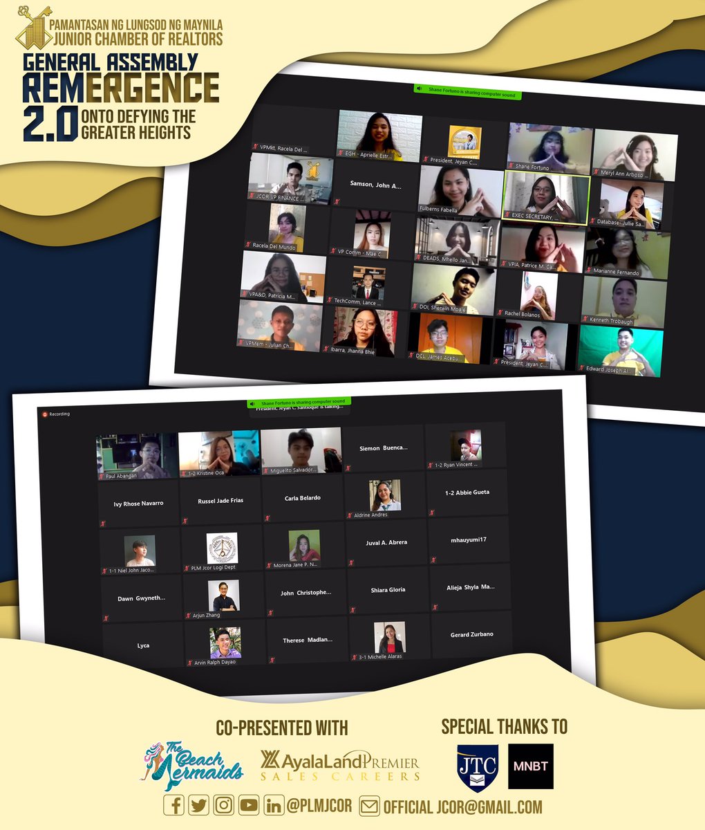 PLMJCOREP's tweet photo. ✨ 𝐑𝐄𝐌𝐞𝐫𝐠𝐞𝐧𝐜𝐞 ✨

𝐓𝐨𝐠𝐞𝐭𝐡𝐞𝐫 𝐚𝐭 𝐥𝐚𝐬𝐭! The PLM-JCOR's General Assembly for this year, celebrates its great assemblage together with whole population of PLM- BS Real Estate Management students. 

#JCOR2020
#SCIONDefiantsofGreaterHeights https://t.co/GdKC1TtOAq