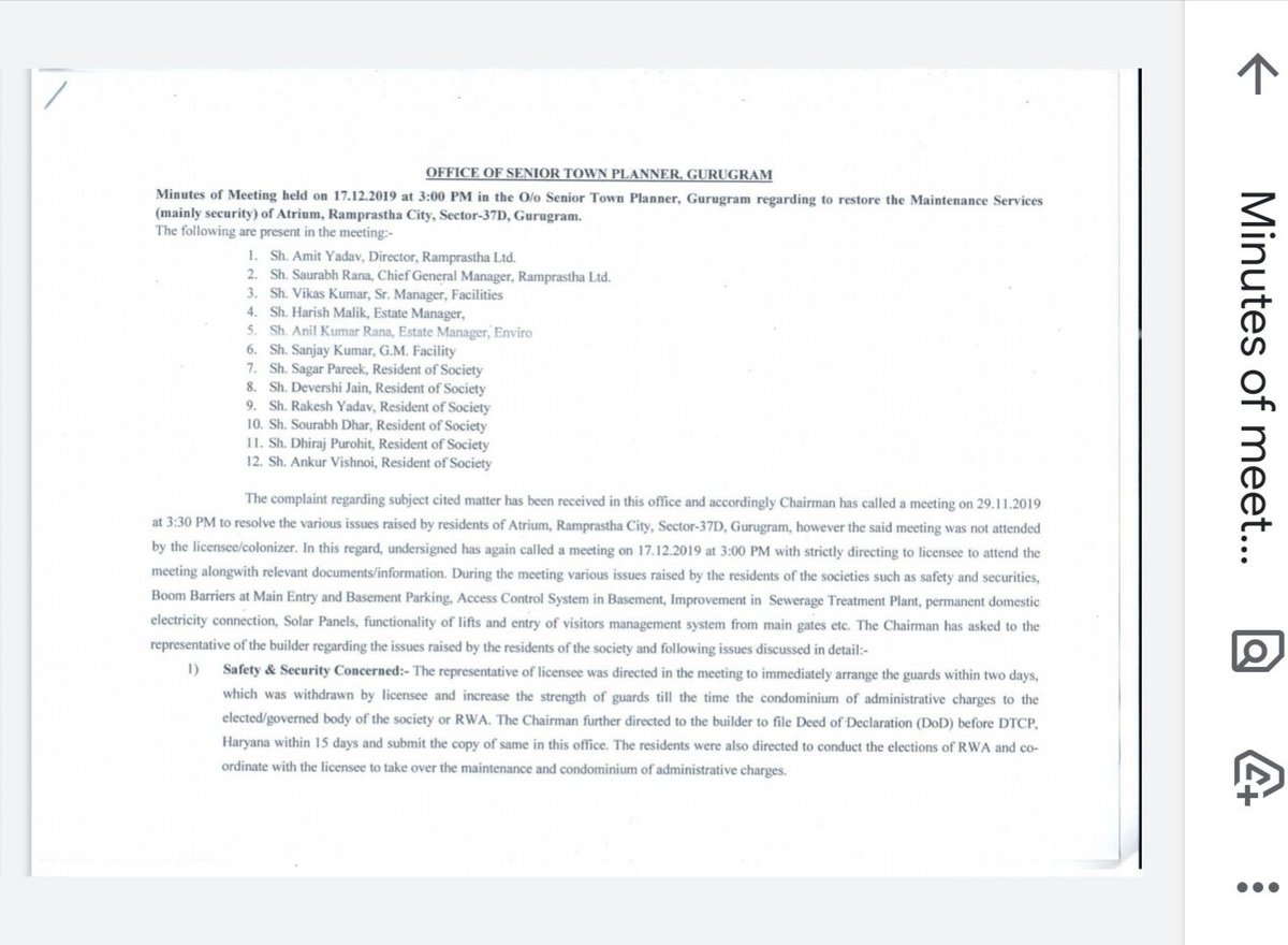 Davinder_Kane's tweet photo. @RNABharatNews @kMakrandIAS @rwa_acwa @cmohry Refer attached memo along with Ramprastha and town planner in 2019. But till now he is not giving RWA to manage society in better way.. Every now and then builder threatening residents with false complaints in police... @cmohry pls intervene.. https://t.co/E7pPd27jZX