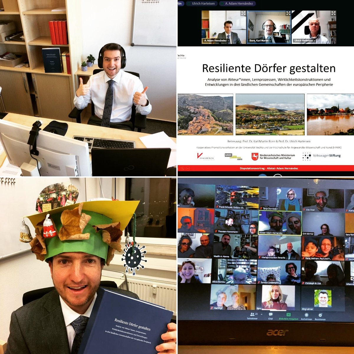 🏆👨🏼‍🎓After 4,5 years dedicated to understanding the #resilience of #rural #communities in #Europe, I crossed the finish line! Wuhuuuuuuuu! Thank you so much to everyone who supported and encouraged me along the way! #PhD  #phdlife #vivavoce #disputation #defensa #tesisdoctoral
