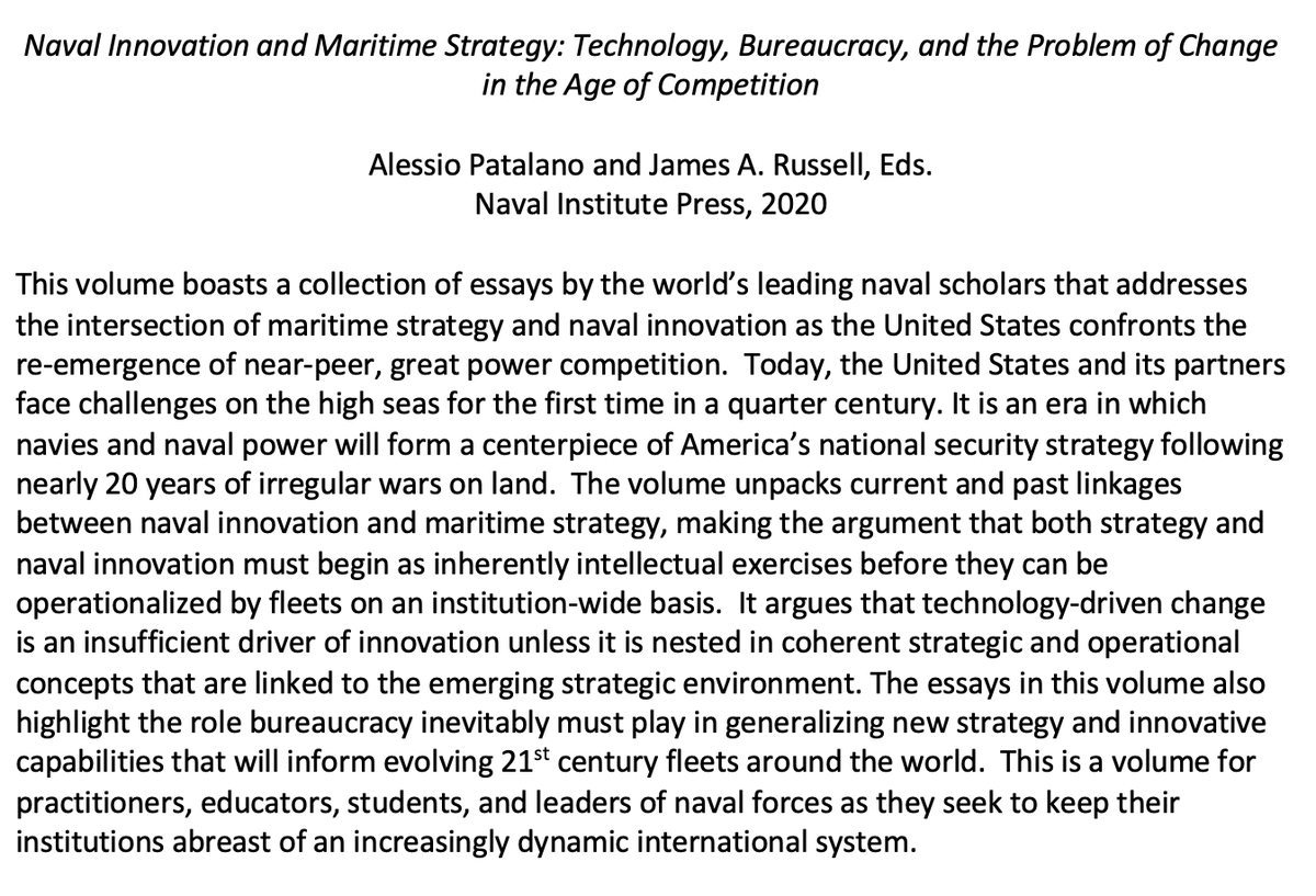 a. an elusive concept. ‘Innovation’ is a challenging notion to nail down. It means different things to different people. Out attempt was to map what it means to navies in general, and the USN in particular.