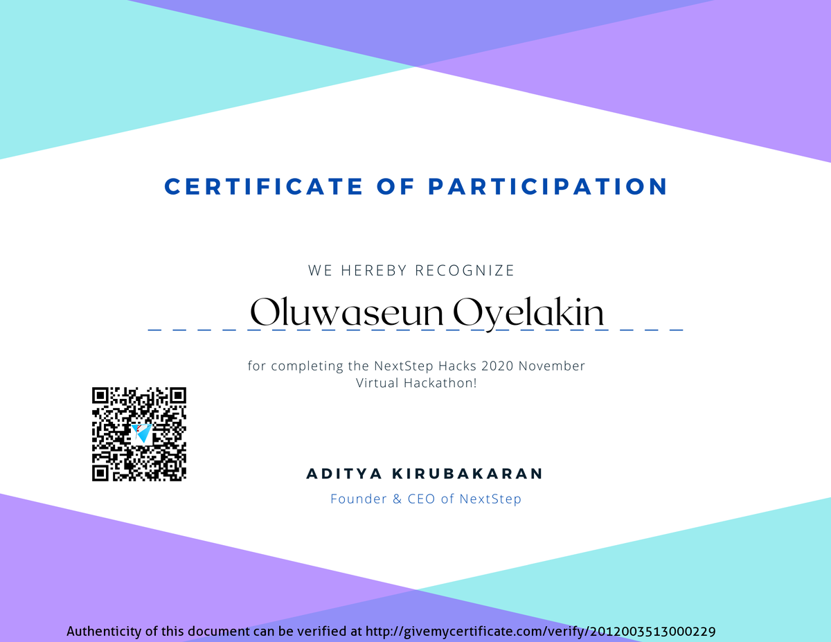 oyelakinoluseun's tweet photo. #Hackathon #NextStep #NextStepHacks #tech #community #GiveMyCertificate https://t.co/m0Jc5ODbgP
