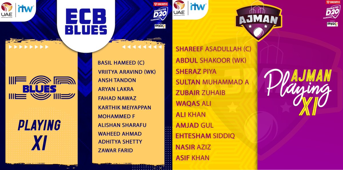 willowtv's tweet photo. ECB Blues vs Ajman, 28th Match

TOSS: Ajman have won the toss and elected to bowl

@EmiratesCricket #EmiratesD20 #ECBBlues #Ajman https://t.co/U4IyiPmzOb