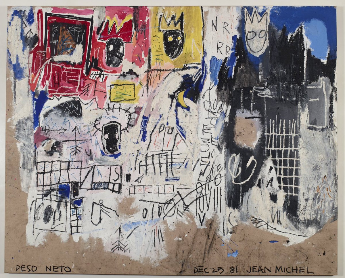 StoMouseio's tweet photo. Happy birthday to Jean-Michel Basquiat born #OnThisDay in 1960.
Basquiat painted "Peso Neto" on December 25, 1981.
Jean-Michel Basquiat - Crowns (Peso Neto), 1981
Private collection
© Estate of Jean-Michel Basquiat Licensed
#stomouseio #PesoNeto #Basquiat https://t.co/LBhluOAEun