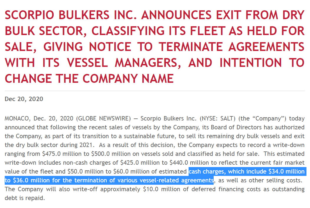  $SALT Scorpio Bulkers Ltd.Looks like shareholders have a pretty good oppression claim here.Let's see what these guys are up to...
