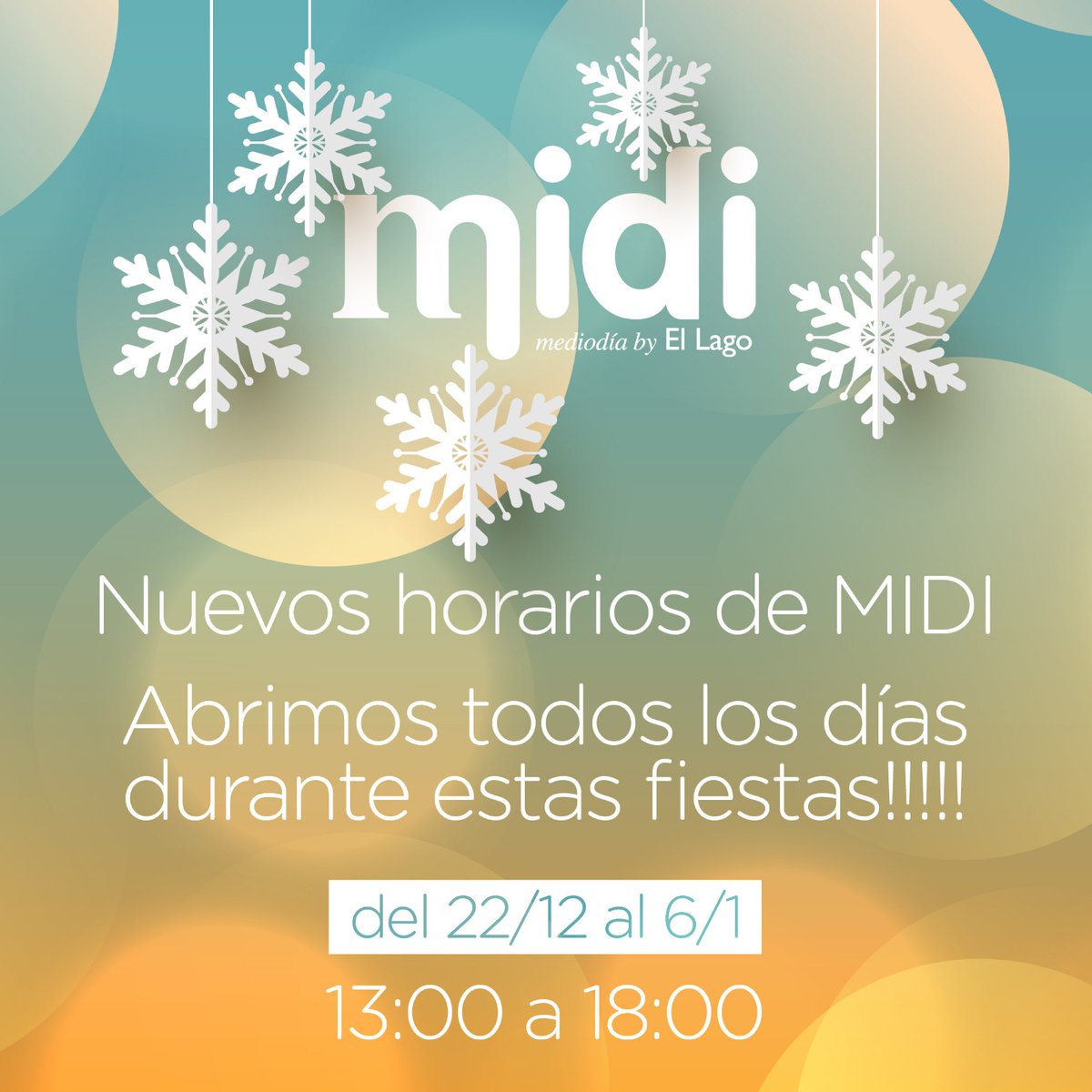 MidiByLago's tweet photo. 🎅 Recuerda que durante estas fiestas... ¡Abrimos todos los días! Desde HOY y hasta el 6 de enero en horario de 13:00h a 18:00h. Mediodías @MidiByLago ... ¡Personalidad propia!

☎️Reservas: 952832371
📩 restaurante@restauranteellago.com

#Marbella #MidibyELago #Navidad https://t.co/hJPa9OzFLc