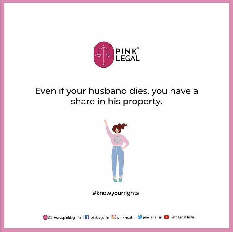 Pinklegal_in's tweet photo. The Rights of a widow to acquire property are the same as married woman to acquire property. As a wife, you can inherit from your husband’s property.
Tag a friend who needs to know this.
#pinklegal #pinklegalindia #law #lawyer https://t.co/BBkNHSEE5V