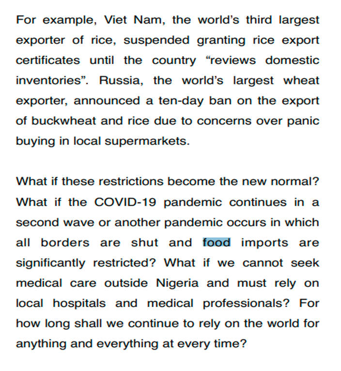 I am not done. This is from the great plan of the buffoon in residence at the CBN. Well, the restrictions did not become the new normal. And global trade would have been helpful, not furthering local inefficiencies and punishing Nigeria through restrictions.