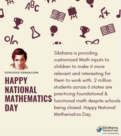#NationalMathDay 

#teamsikshana extends its wishes to all our students &amp; teachers on this day, as we continue to strengthen the foundational &amp; functional math levels of 2 million students from Government education network of India.
