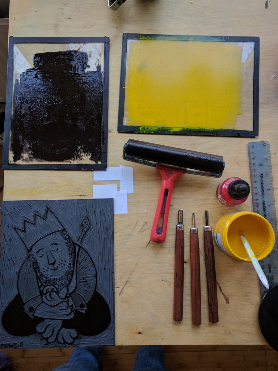 Jake_Hope's tweet photo. 'I scanned in lino-print texture and then ‘carved’ out the images in different layers of colour on photoshop.'

Fascinating to learn more about creation of @PhoebeLSwan KING LEONARD'S TEDDY @youthlibraries 

https://t.co/FgvsL8yxou https://t.co/ywUHNaaenS