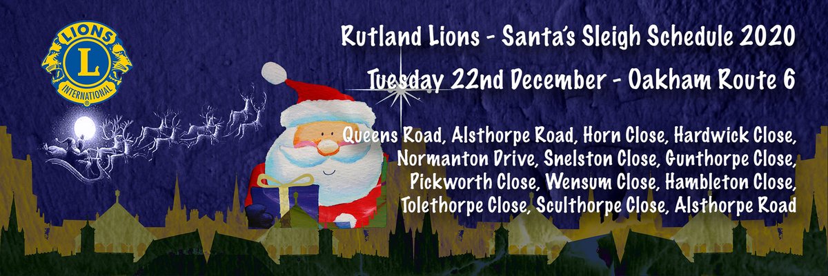Santa continues his tours of Oakham today; you can track his progress live from about 5.30pm, or make a donation both via our Facebook page, and remember you can post a letter on Santa's sleigh as well.
QUEENS ROAD from ~5.30pm
For further details:-
e-clubhouse.org/sites/rutlandu…