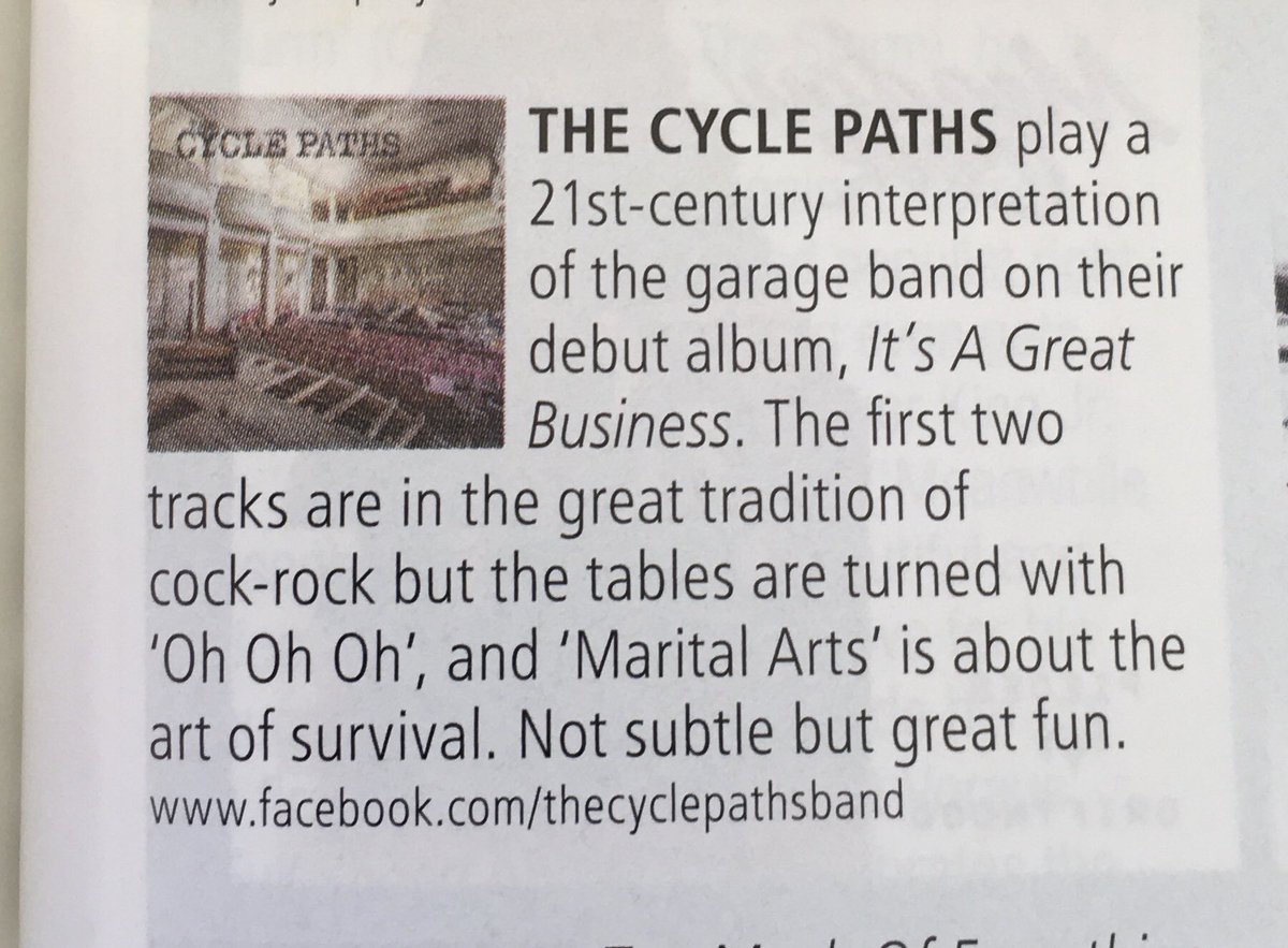 thecyclepaths1's tweet photo. Nice little review in RnR magazine.
Not subtle!? Outrageous!😂😂

Thanks RnR 👍👍 https://t.co/r1yRlK7TnY
