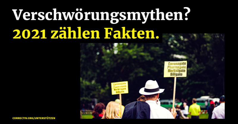 correctiv_fakt's tweet photo. Hass auf den Straßen und Verschwörungsmythen im Familienchat: 2020 war nicht leicht. Aber so wie es war, muss es nicht bleiben. Lass 2021 #Fakten zählen. Stell dich gegen Spaltung und Hetze. Mit deiner Hilfe kann @correctiv_org aufklären:  https://t.co/q4tLpOlgkG