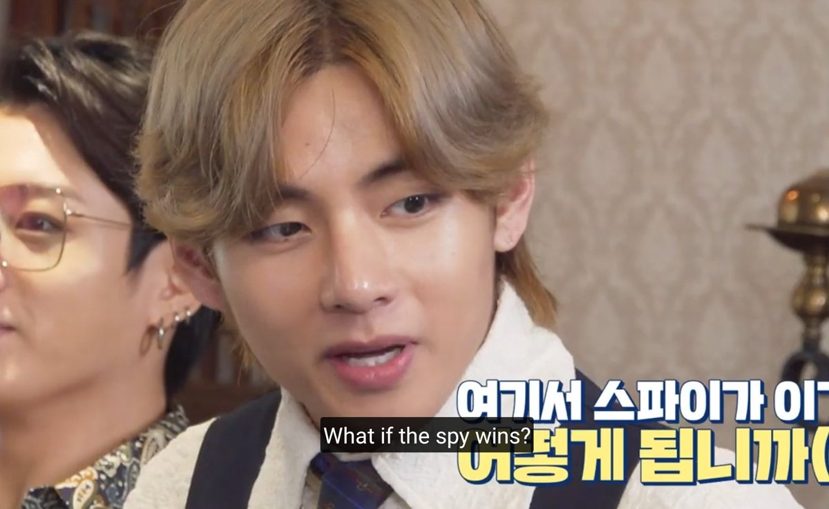 taebokkiii's tweet photo. Kim Taehyung's spy tip:

"First, act stupid to the opposite team so no one will suspect you." https://t.co/vKE8VlKZ7h